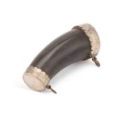AN UNUSUAL SILVER-MOUNTED HORN BEAKER