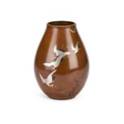 A LARGE JAPANESE BRONZE MIXED-METAL VASE MEIJI PERIOD (1868–1912)