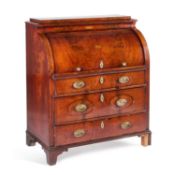 A 19TH CENTURY BIEDERMEIER TYPE MAHOGANY CYLINDER DESK