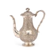 A CHINESE SILVER COFFEE POT LATE 19TH/ EARLY 20TH CENTURY