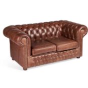 AN ALPINE TAN LEATHER CHESTERFIELD SETTEE
