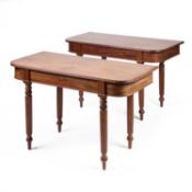 A PAIR OF EARLY 19TH CENTURY MAHOGANY D-END TABLES