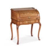 A LATE VICTORIAN INLAID MAHOGANY CYLINDER DESK