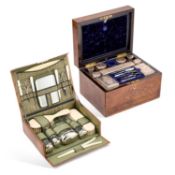 A VICTORIAN BURR WALNUT DRESSING CASE