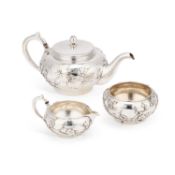 A JAPANESE SILVER THREE-PIECE TEA SERVICE MEIJI PERIOD (1868-1912)