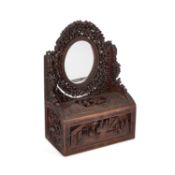 A FINE CHINESE CARVED BOXWOOD TABLE MIRROR CANTON, MID-19TH CENTURY