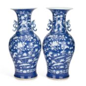 A LARGE PAIR OF CHINESE BLUE AND WHITE PORCELAIN VASES 19TH CENTURY