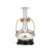 A VERY RARE LIBERTY & CO TUDRIC PEWTER AND COPPER TWO-HANDLED VASE