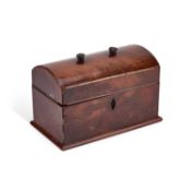 A GEORGE III INLAID MAHOGANY TEA CADDY