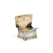 A 19TH CENTURY RUSSIAN SILVER-GILT THRONE SALT