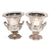 A GOOD PAIR OF OLD SHEFFIELD PLATE WINE COOLERS