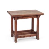 A VICTORIAN PUGIN STYLE OAK SIDE TABLE