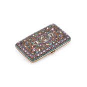 A RUSSIAN SILVER AND ENAMEL CIGARETTE CASE