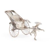 A CHINESE SILVER MODEL OF A RICKSHAW