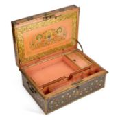 AN ALLIBHOY VALLIJEE & SONS KASHMIRI METAL DESPATCH BOX INDIAN, CIRCA 1890