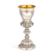 A LARGE 19TH CENTURY GERMAN SILVER GOBLET