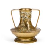 A LARGE CHINESE BRONZE TWO-HANDLED VASE LATE 19TH/ EARLY 20TH CENTURY