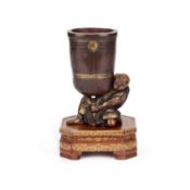 A JAPANESE BRONZE AND PARCEL-GILT FIGURE MEIJI PERIOD (1868-1912)