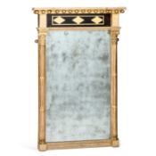 A REGENCY GILT-COMPOSITION AND VERRE ÉGLOMISÉ PIER MIRROR