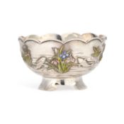A JAPANESE SILVER AND ENAMEL BOWL MEIJI PERIOD (1868-1912)
