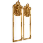 A PAIR OF ART NOUVEAU STYLE GILT WALL MIRRORS