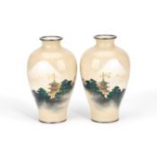 A PAIR OF JAPANESE CLOISONNÉ ENAMEL AND MUSEN VASES ANDO JUBEI COMPANY, EARLY 20TH CENTURY