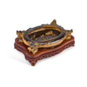 A FINE AND UNUSUAL CHINESE CARVED TIGER'S EYE BRUSH WASHER