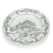 A CHINESE GRISAILLE AND GILT DECORATED 'NATIVITY' PLATE