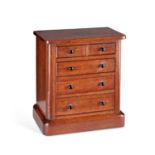 A VICTORIAN OAK MINIATURE CHEST OF DRAWERS