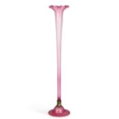 A VICTORIAN OPALESCENT PINK GLASS FLOOR-STANDING TRUMPET VASE