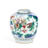 A CHINESE TRANSITIONAL WUCAI BALUSTER VASE CIRCA 1650