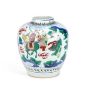 A CHINESE TRANSITIONAL WUCAI BALUSTER VASE CIRCA 1650
