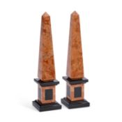 A PAIR OF MARBLE OBELISKS 20TH CENTURY