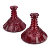 A PAIR OF CONTINENTAL RUBY CUT-GLASS DECANTERS EARLY 20TH CENTURY