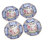 A SET OF FOUR ENGLISH EARTHENWARE PLATES 19TH CENTURY
