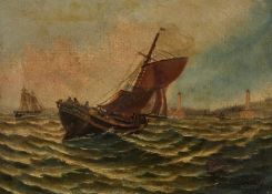 T. GALT (19TH/ EARLY 20TH CENTURY) BOATS OFF WHITBY, A PAIR