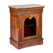 A FRENCH MARBLE-TOPPED AND GILT-METAL MOUNTED WALNUT SIDE CABINET LATE 19TH CENTURY