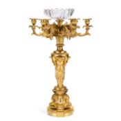 A 19TH CENTURY FRENCH GILT-BRONZE SIX-LIGHT CANDELABRUM SIGNED MILLET À PARIS