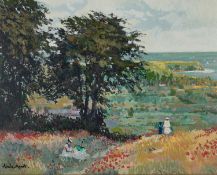 JOHN MYATT (BORN 1945) THE COAST BEYOND TROUVILLE (IN THE MANNER OF CLAUDE MONET)