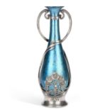 A LOETZ AND JUVENTA PEWTER-MOUNTED BLUE PAPILLON VASE
