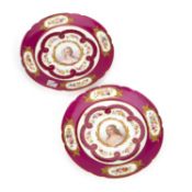 A PAIR OF LIMOGES PORCELAIN PORTRAIT PLATES LATE 19TH CENTURY