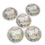 A SET OF FIVE MASONS PATENT IRONSTONE CHINA PLATES CIRCA 1820