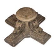 A CARVED STONE ARCHITECTURAL PLINTH BASE