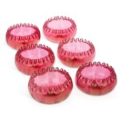 A SET OF SIX GILDED CRANBERRY GLASS BOWLS