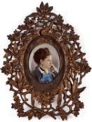 19TH CENTURY ENGLISH SCHOOL A FINE ENAMEL PORTRAIT MINIATURE OF JESSICA CAMPBELL