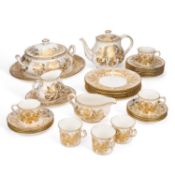A ROYAL CROWN DERBY 'BROCADE' PARTIAL DINNER AND TEA SERVICE