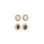 TWO PAIRS OF 9 CARAT GOLD STUD EARRINGS