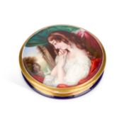 AN ENGLISH PORCELAIN CIRCULAR BOX 19TH CENTURY