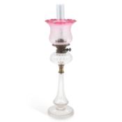 A VICTORIAN GLASS OIL LAMP