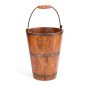 A HARDWOOD AND IRON-BANDED BUCKET